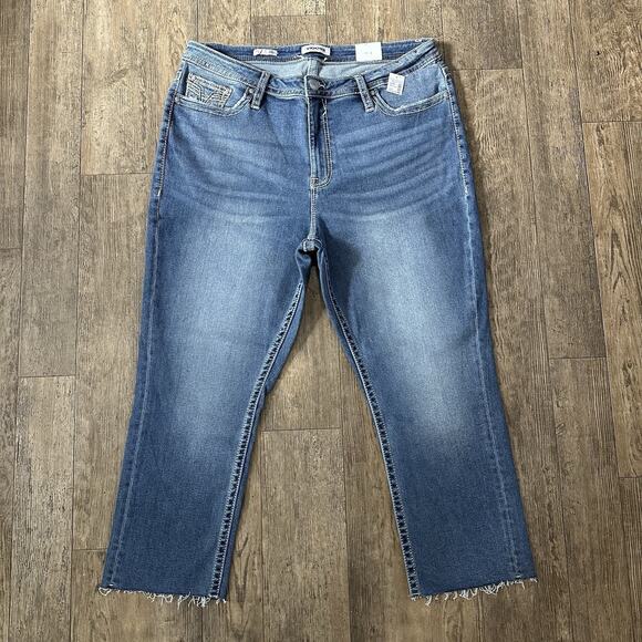 Vigoss Denim - Vigoss HERITAGE FIT Sz 22 High Rise Raw Hem Crop Straight Jeans Denim Pant 38x26